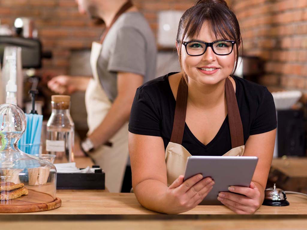 Business employee in coffee shop